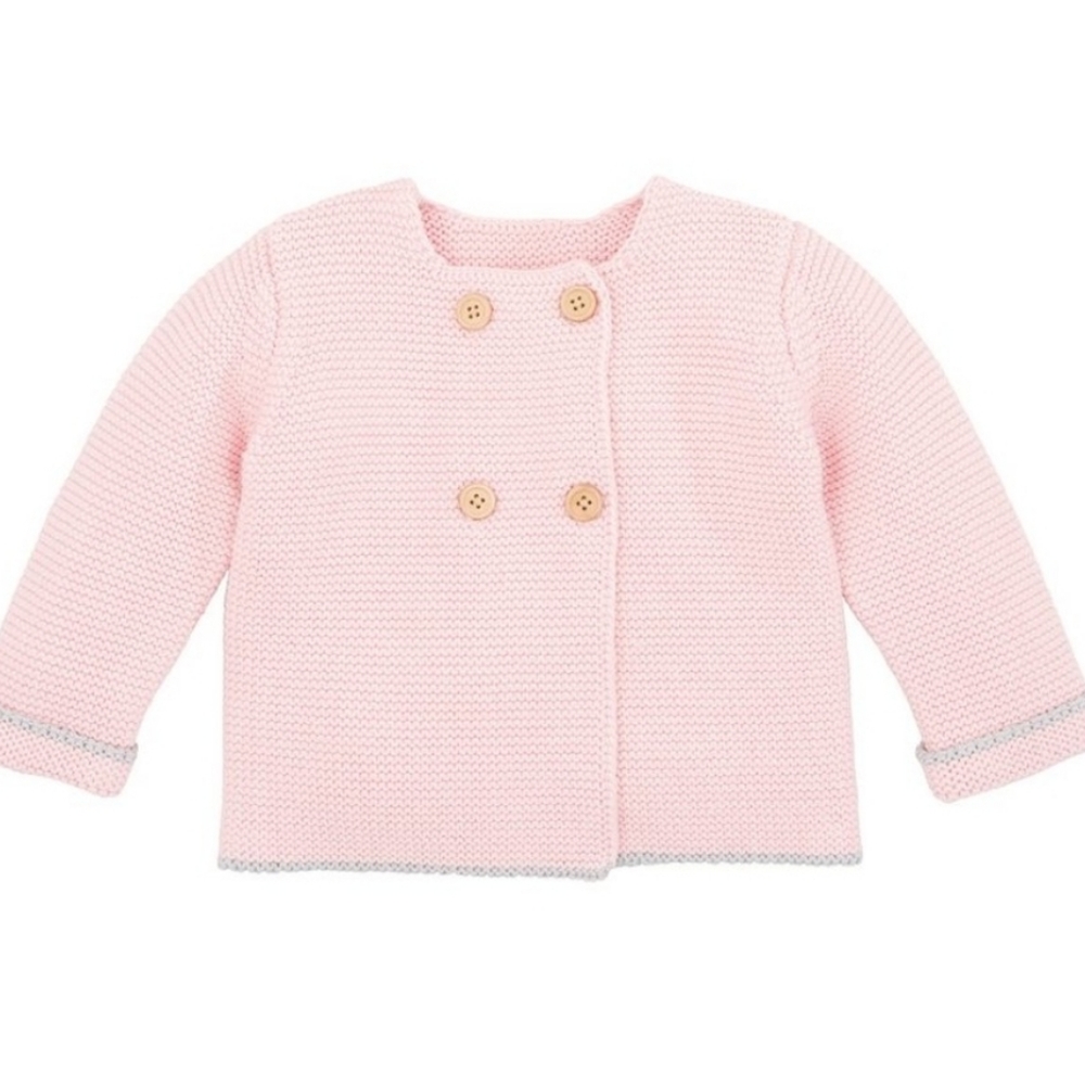 Elegant Baby Pink Grey Chunky Sweater 18mo NWOT